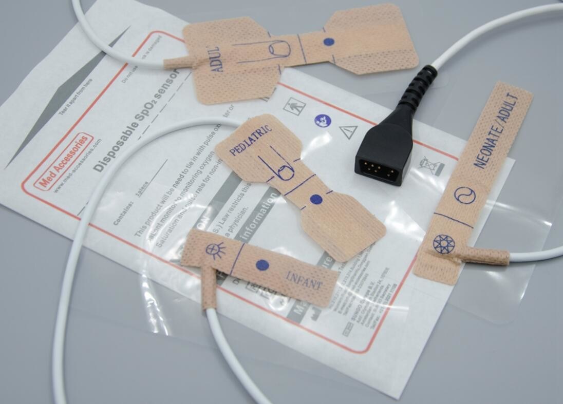 মেড আনুষাঙ্গিক কারখানা আঠালো এককালীন পালস অক্সিমিটার ফিঙ্গার প্রোব দৈর্ঘ্য 90 সেমি সাদা রঙ