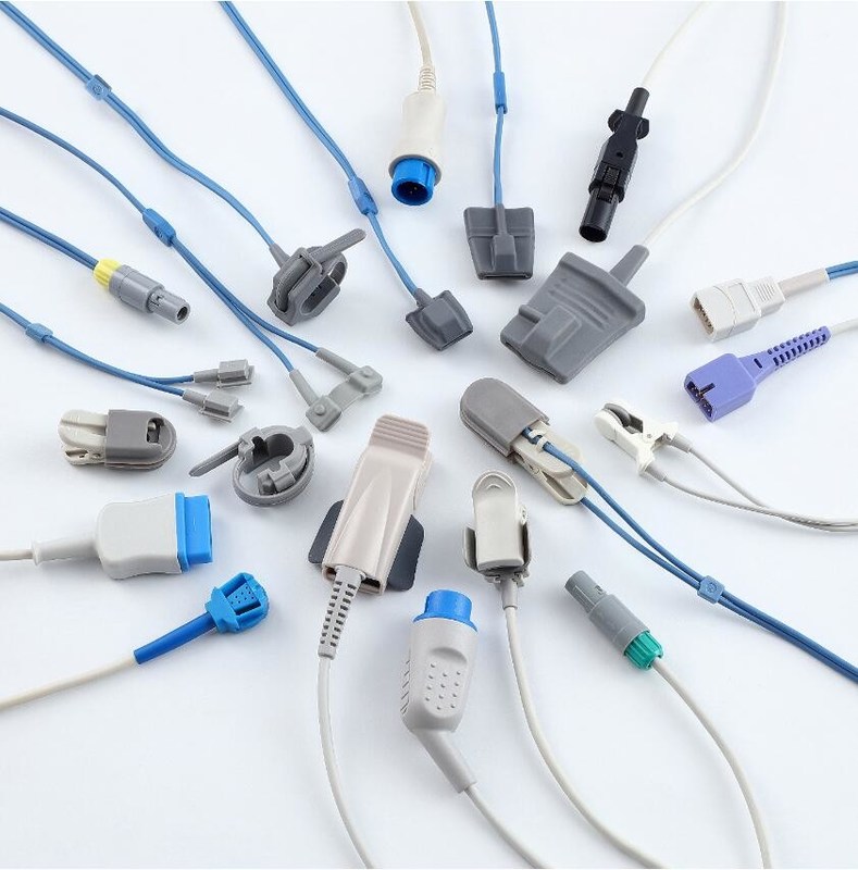 অক্সিজেন হাসপাতালের আনুষাঙ্গিক পুনরায় ব্যবহারযোগ্য সামঞ্জস্যপূর্ণ জিই সোলার 8000 এম ড্যাশ 2000 নবজাতক আবরণ 11 পিন মনিটর স্পো 2 সেন্সর