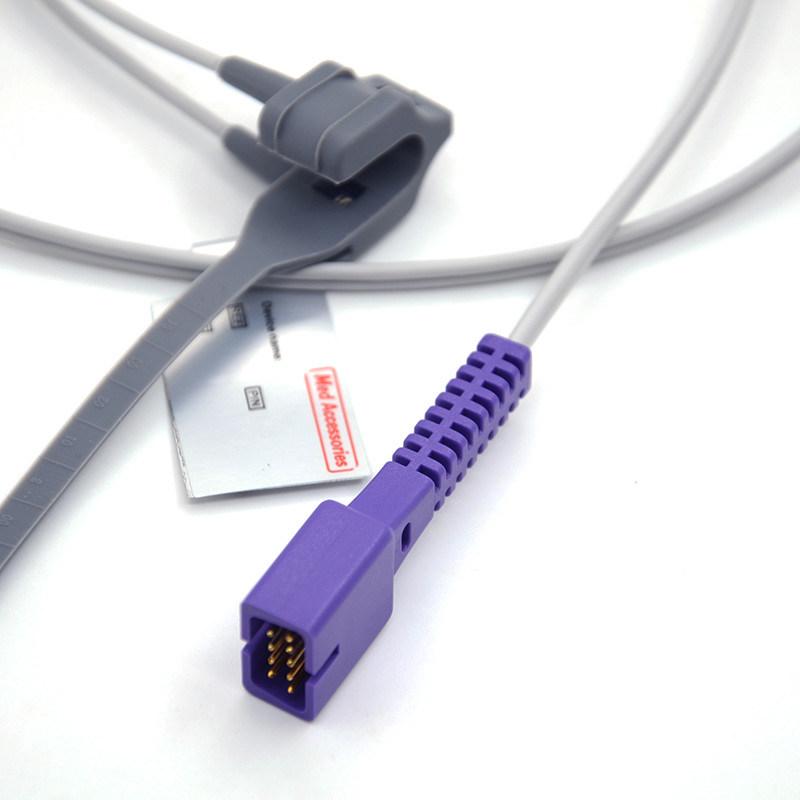 নবজাতক রোগীর ব্যবহারের জন্য সামঞ্জস্যপূর্ণ Nellcor পুনরায় ব্যবহারযোগ্য Oximeter 9 পিন সামঞ্জস্যপূর্ণ Nellcor Spo2 সেন্সর