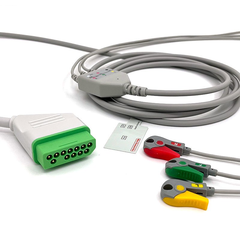 নিহন কোহডেন ১২ পিন ইসিজি মনিটর ক্যাবল গ্রে কালার ল্যাটেক্স ফ্রি মাল্টি ফাংশন