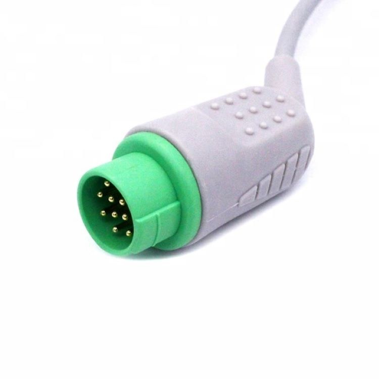 মেডিকেল কেয়ার মনিটর আনুষাঙ্গিক বায়োলাইট ইসিজি তারের 12 পিন 5 লিডস গ্র্যাবার শেষ এক টুকরা 3.4m আকার