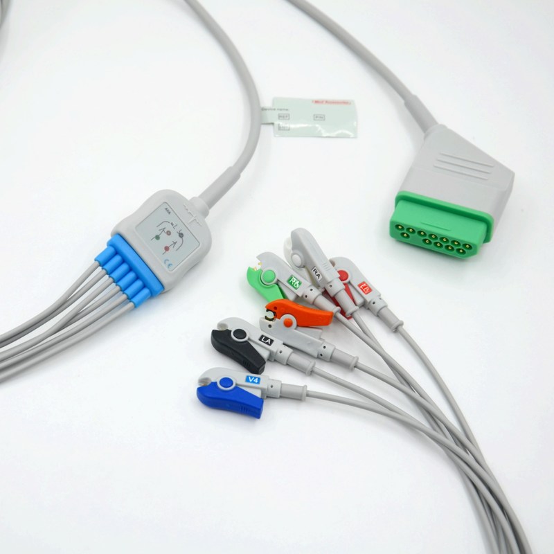 সামঞ্জস্যপূর্ণ নিহন কোহডেন 12 পিন 6 লিডস ইসিজি মনিটর ক্যাবল মেডিকেল আনুষাঙ্গিক জন্য