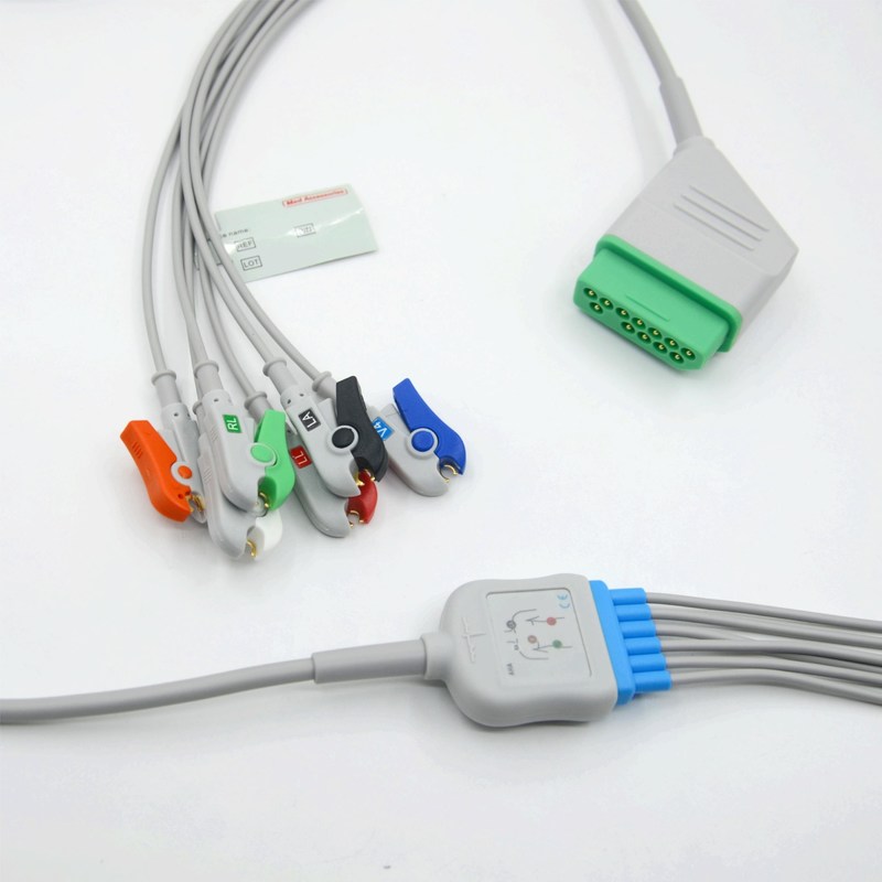 সামঞ্জস্যপূর্ণ নিহন কোহডেন 12 পিন 6 লিডস ইসিজি মনিটর ক্যাবল মেডিকেল আনুষাঙ্গিক জন্য