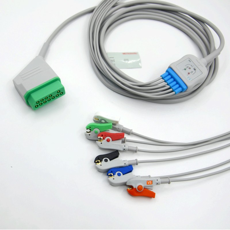 সামঞ্জস্যপূর্ণ নিহন কোহডেন 12 পিন 6 লিডস ইসিজি মনিটর ক্যাবল মেডিকেল আনুষাঙ্গিক জন্য