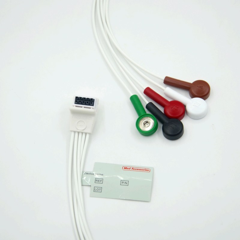 সামঞ্জস্যপূর্ণ মর্টারা এইচ 3 হোল্টার রেকর্ডার ইসিজি তারের লিডওয়্যার 5 লিডস স্ন্যাপ এএইচএ