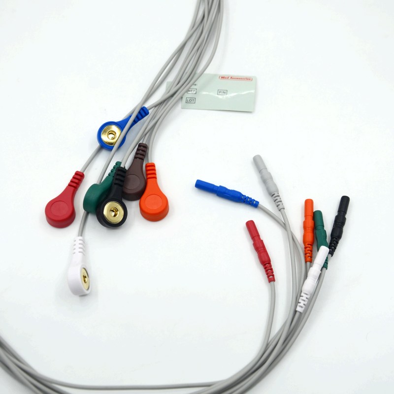 উচ্চ মানের ডিন টাইপ 7 লিড স্ন্যাপ হোল্টার রেকর্ডার ইসিজি লিড তারগুলি