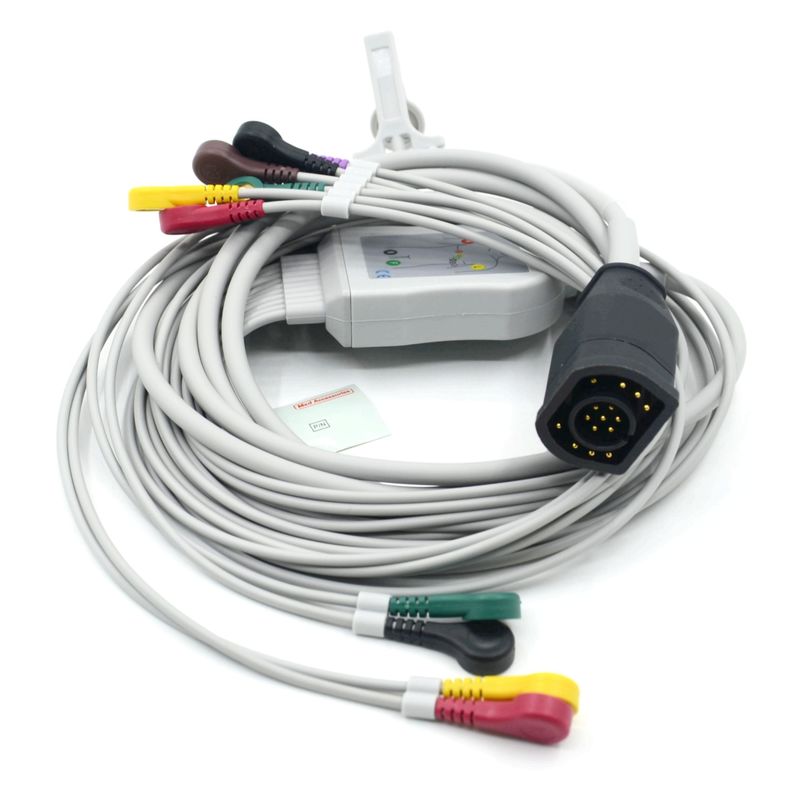 সামঞ্জস্যপূর্ণ Zoll 10 Leads স্ন্যাপ টাইপ আইইসি স্ট্যান্ডার্ড ইকেজি তারের এবং তারের