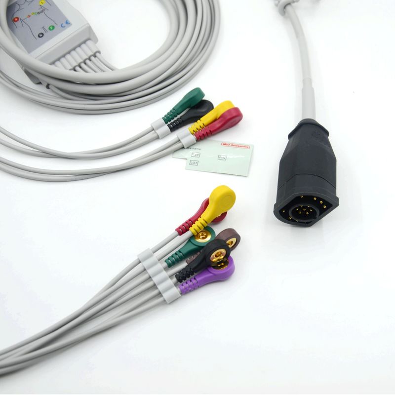 সামঞ্জস্যপূর্ণ Zoll 10 Leads স্ন্যাপ টাইপ আইইসি স্ট্যান্ডার্ড ইকেজি তারের এবং তারের