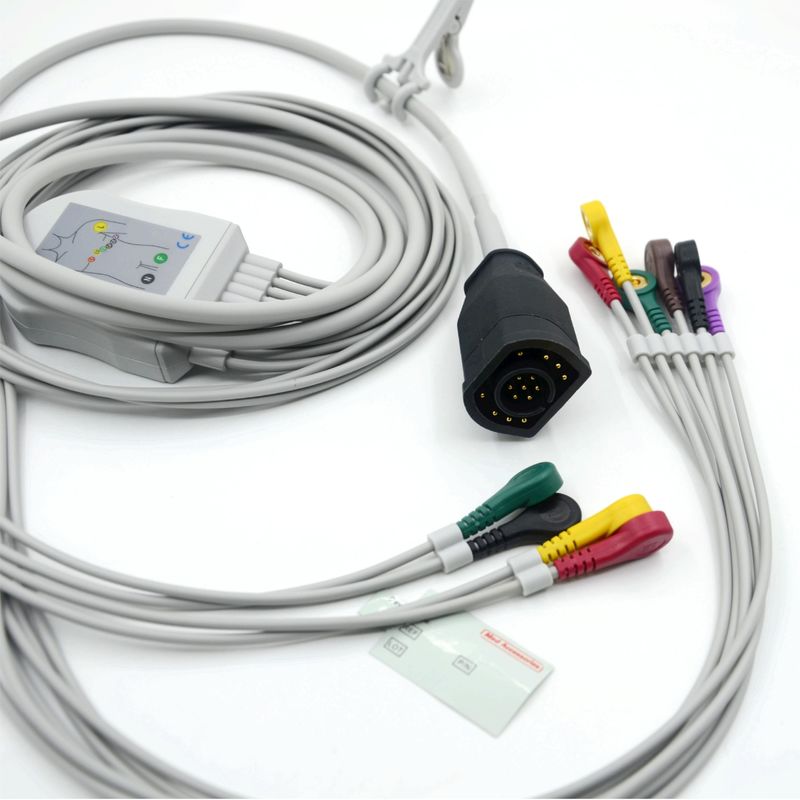 সামঞ্জস্যপূর্ণ Zoll 10 Leads স্ন্যাপ টাইপ আইইসি স্ট্যান্ডার্ড ইকেজি তারের এবং তারের