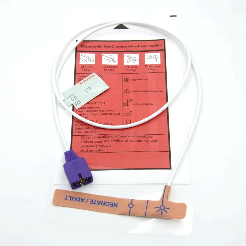মেডিকেল আনুষাঙ্গিক সরবরাহকারী স্ট্রেচ ফ্যাব্রিক সামঞ্জস্যপূর্ণ nellcor 9pin একক SpO2 সেন্সর নবজাতক / প্রাপ্তবয়স্কদের জন্য