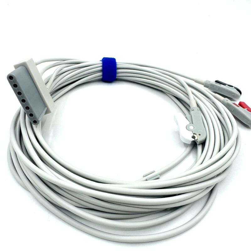 High Quality Med Accessories RoHS Certified Diagnostic Silicone IEC Color 3-Lead Grabber ECG Cable Leadwire