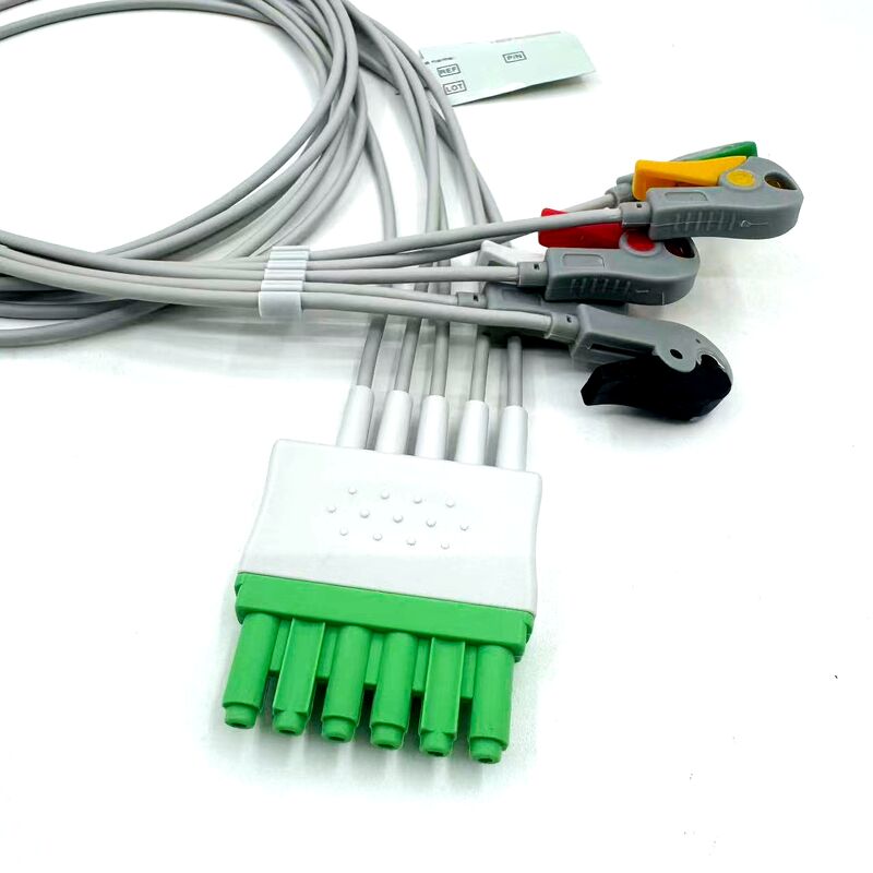 High Quality Med Accessories IEC Color Model RoHS Certified 5-Lead Grabber EKG ECG Leadwire for Patient Medical